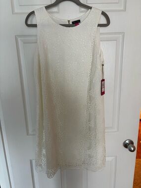 Vince Camuto Cream Lace Midi Shift Dress